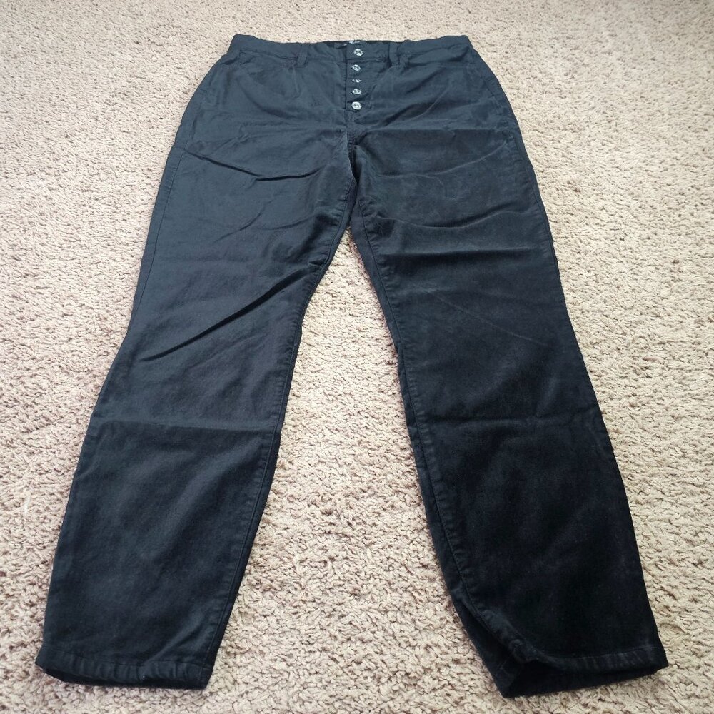 Seven For All Mankind Velour Ankle Pants Womens 31 Black Button Fly Preppy - Picture 9 of 9